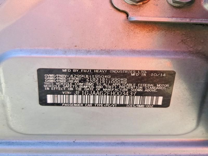59198826 :رقم المزاد ، JF1GJAA62FH003437 vin ، 2015 Subaru Impreza مزاد بيع