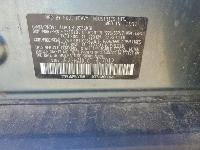 55670756 :رقم المزاد ، JF2SHADCXCH427012 vin ، 2012 Subaru Forester مزاد بيع