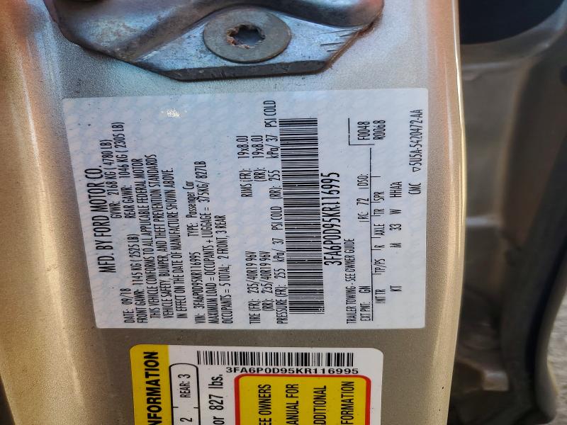 Aukcja sprzedaży 2019 Ford Fusion, vin: 3FA6P0D95KR116995, numer aukcji: 55860716