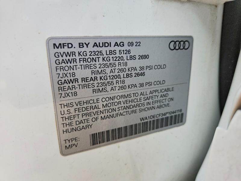 2023 Audi Q3 მანქანა იყიდება აუქციონზე, vin: WA1DECF34P1044118, აუქციონის ნომერი: 59115726