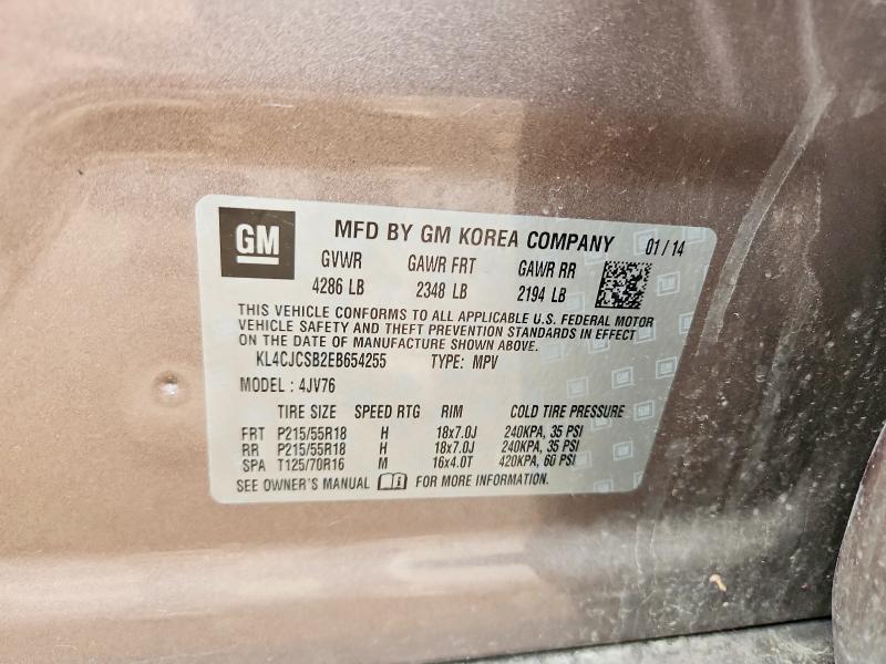 Aukcja sprzedaży 2014 Buick Encore, vin: KL4CJCSB2EB654255, numer aukcji: 54923256