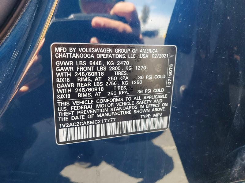 Продажа на аукционе авто 2021 Volkswagen Atlas Cross Sport, vin: 1V2AC2CA8MC217777, номер лота: 56487726