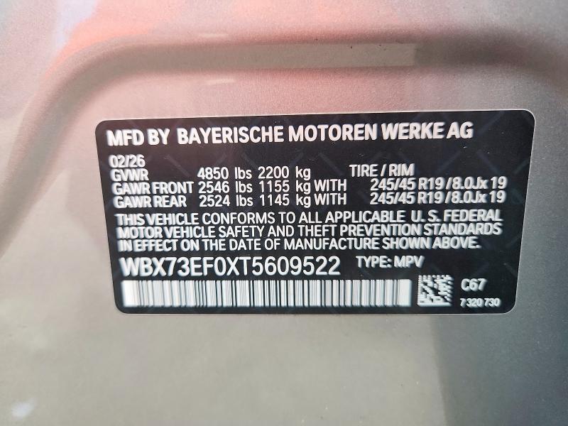 Aukcja sprzedaży 2026 Bmw X1, vin: WBX73EF0XT5609522, numer aukcji: 55344736