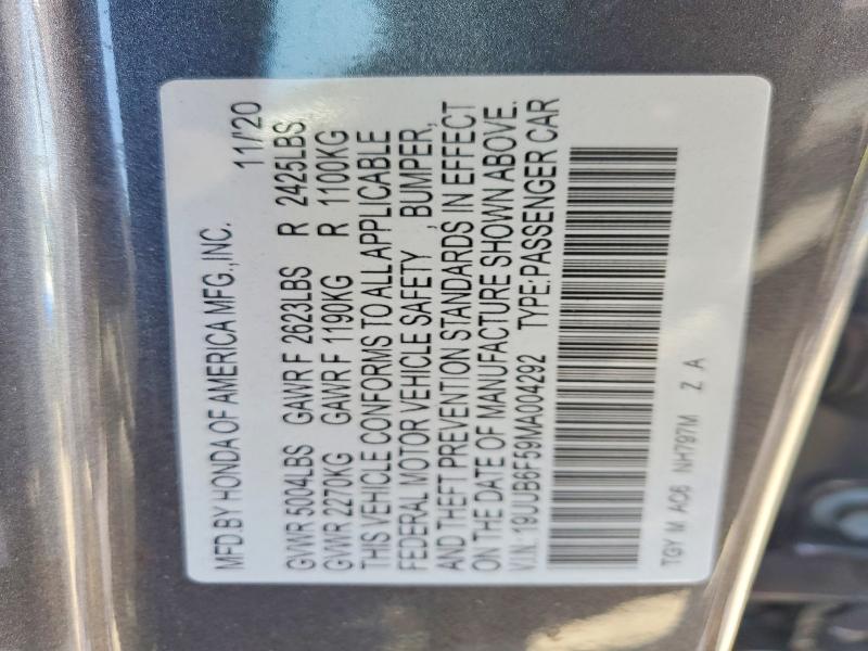 55772846 :رقم المزاد ، 19UUB6F59MA004292 vin ، 2021 Acura Tlx مزاد بيع