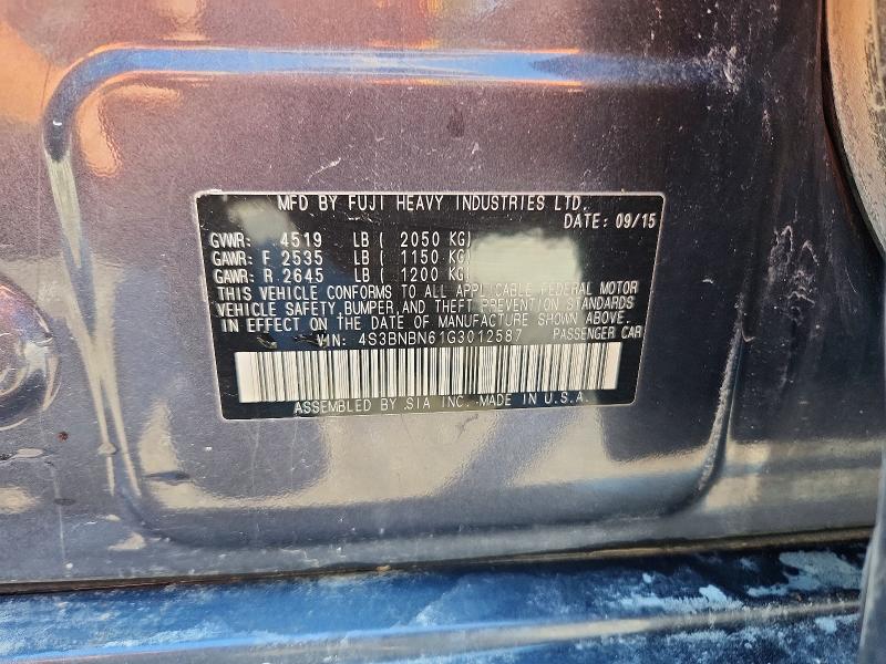 Продажа на аукционе авто 2016 Subaru Legacy, vin: 4S3BNBN61G3012587, номер лота: 57835776