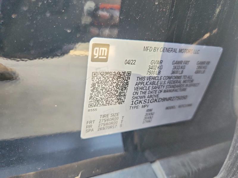 Продажа на аукционе авто 2022 Gmc Yukon Xl, vin: 1GKS1GKD9NR275050, номер лота: 59080826