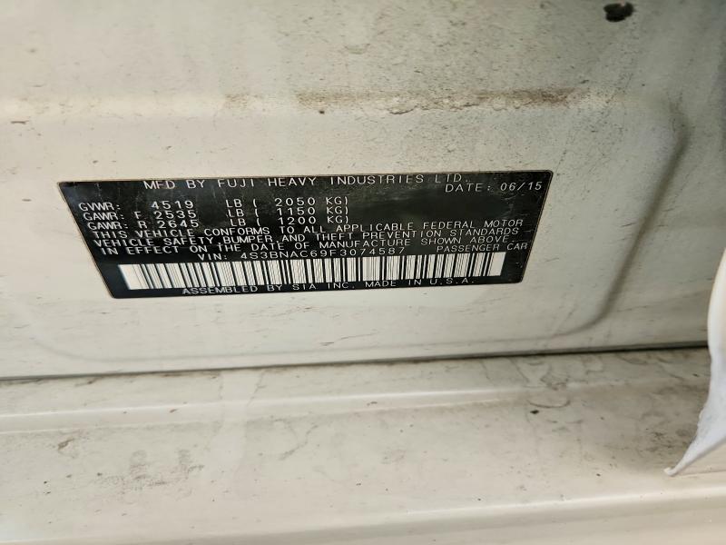 2015 Subaru Legacy მანქანა იყიდება აუქციონზე, vin: 4S3BNAC69F3074587, აუქციონის ნომერი: 55149356