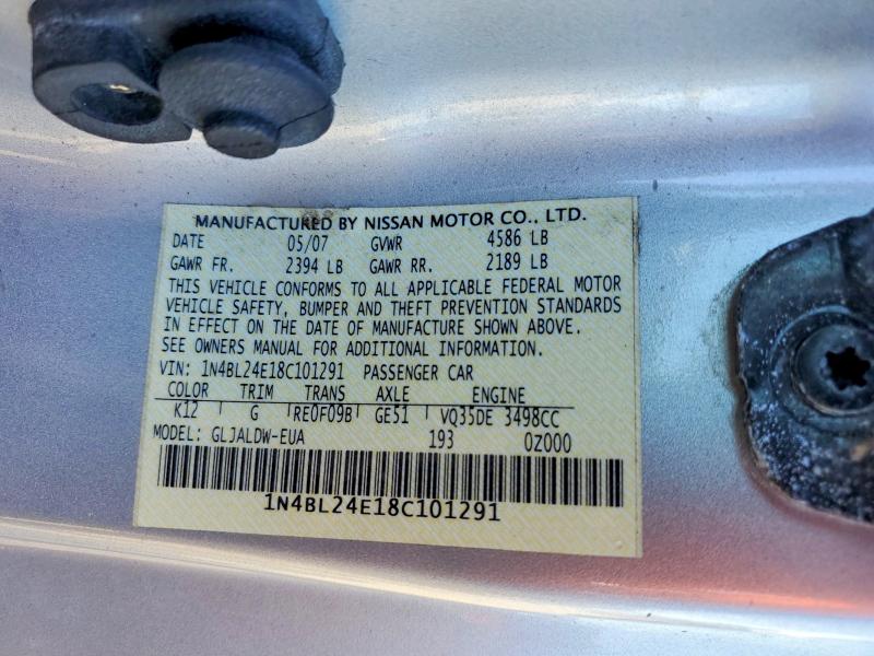 2008 Nissan Altima მანქანა იყიდება აუქციონზე, vin: 1N4BL24E18C101291, აუქციონის ნომერი: 58248516
