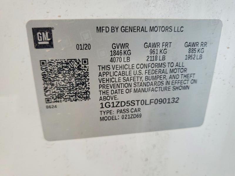 2020 Chevrolet Malibu მანქანა იყიდება აუქციონზე, vin: 1G1ZD5ST0LF090132, აუქციონის ნომერი: 56509726