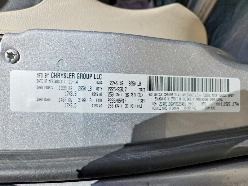 Продаж на аукціоні авто 2015 Chrysler Town & Country, vin: 2C4RC1BG0FR629481, номер лоту: 55398426