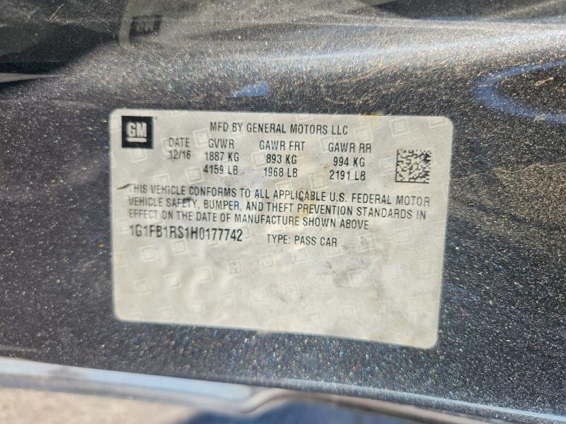 57629796 :رقم المزاد ، 1G1FB1RS1H0177742 vin ، 2017 Chevrolet Camaro مزاد بيع