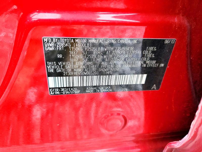 Продажа на аукционе авто 2013 Toyota Rav4, vin: 2T3DFREV5DW065260, номер лота: 57281296