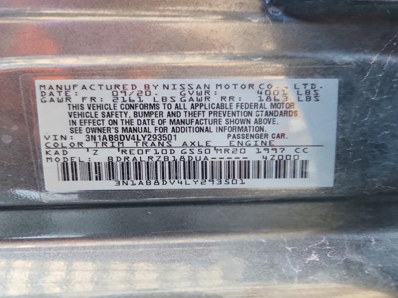 2020 Nissan Sentra მანქანა იყიდება აუქციონზე, vin: 3N1AB8DV4LY293501, აუქციონის ნომერი: 58416916