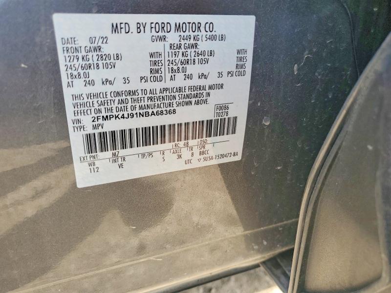 2022 Ford Edge მანქანა იყიდება აუქციონზე, vin: 2FMPK4J91NBA68368, აუქციონის ნომერი: 55577456