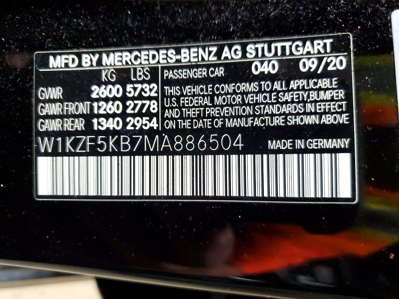 Aukcja sprzedaży 2021 Mercedes-benz E, vin: W1KZF5KB7MA886504, numer aukcji: 58129286