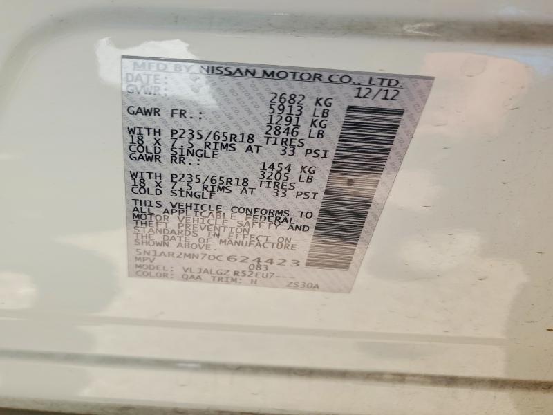Aukcja sprzedaży 2013 Nissan Pathfinder, vin: 5N1AR2MN7DC624423, numer aukcji: 58248436