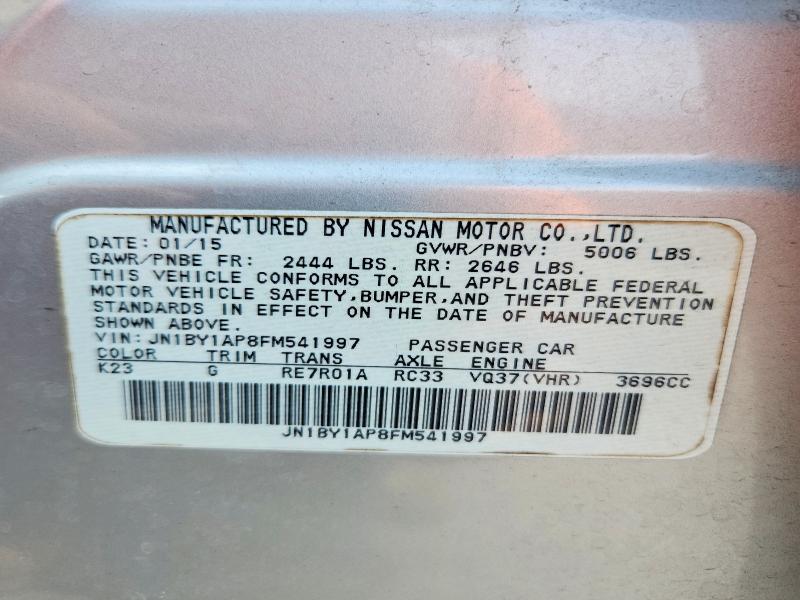 Aukcja sprzedaży 2015 Infiniti Q70, vin: JN1BY1AP8FM541997, numer aukcji: 58814066