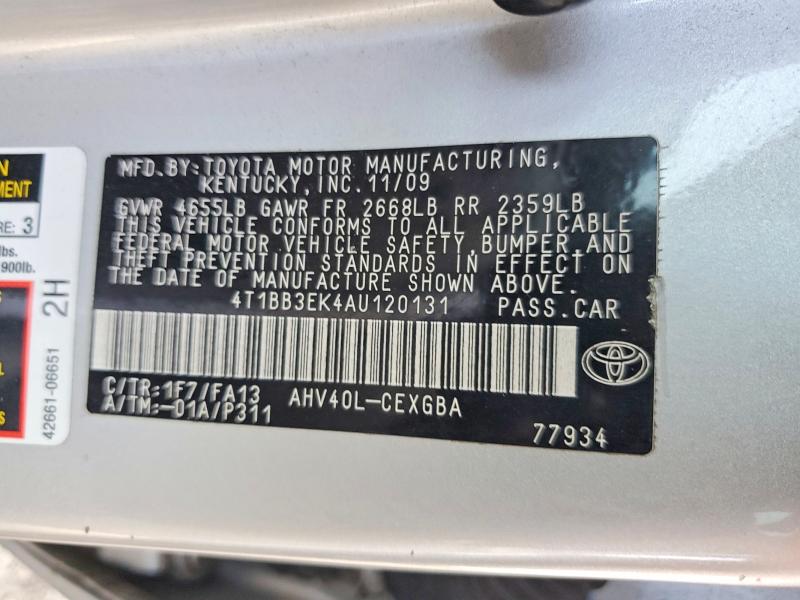 Aukcja sprzedaży 2010 Toyota Camry, vin: 4T1BB3EK4AU120131, numer aukcji: 57599756