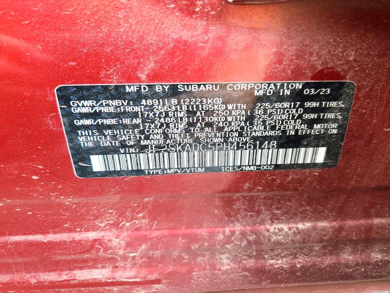 58333846 :رقم المزاد ، JF2SKADC5PH456148 vin ، 2023 Subaru Forester مزاد بيع