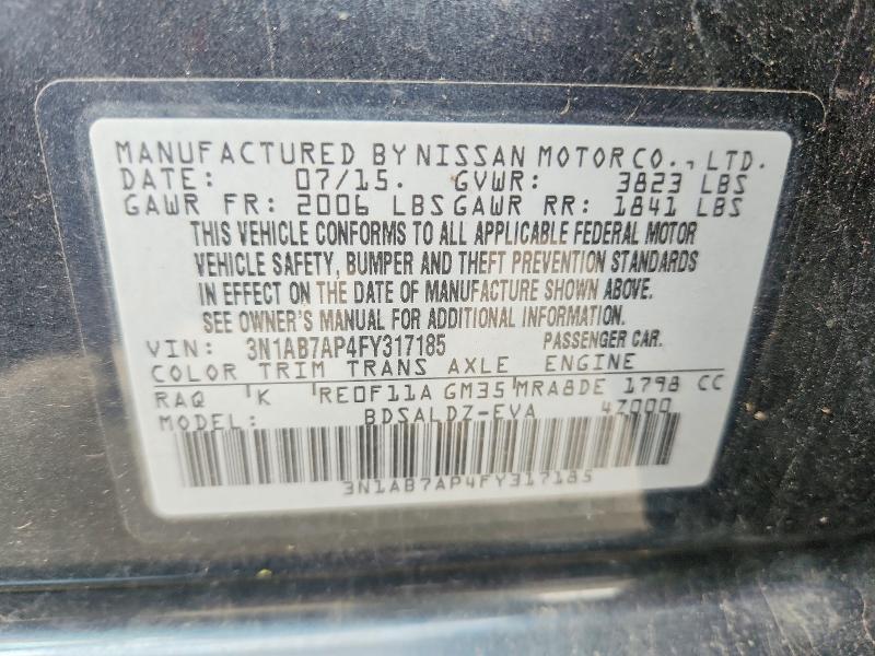 Aukcja sprzedaży 2015 Nissan Sentra, vin: 3N1AB7AP4FY317185, numer aukcji: 58797306