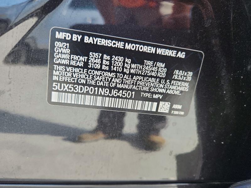 Aukcja sprzedaży 2022 Bmw X3, vin: 5UX53DP01N9J64501, numer aukcji: 59077666