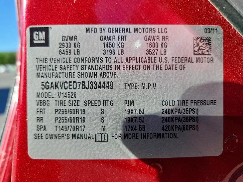 Aukcja sprzedaży 2011 Buick Enclave, vin: 5GAKVCED7BJ334449, numer aukcji: 56573716