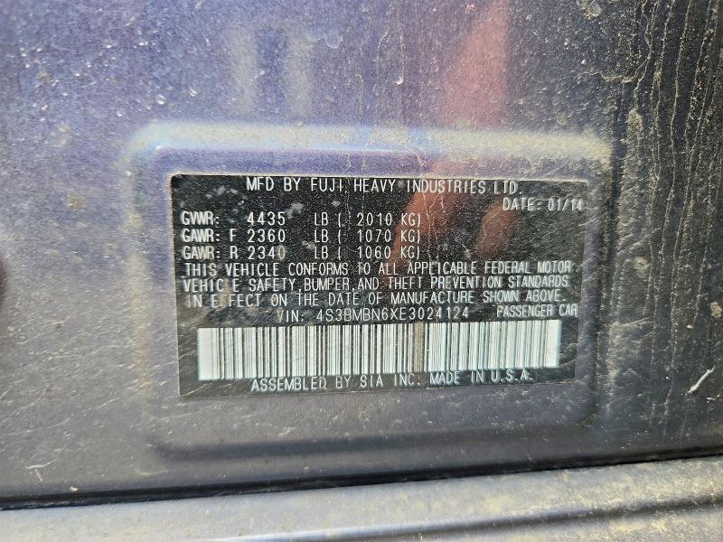 Продаж на аукціоні авто 2014 Subaru Legacy, vin: 4S3BMBN6XE3024124, номер лоту: 58900266