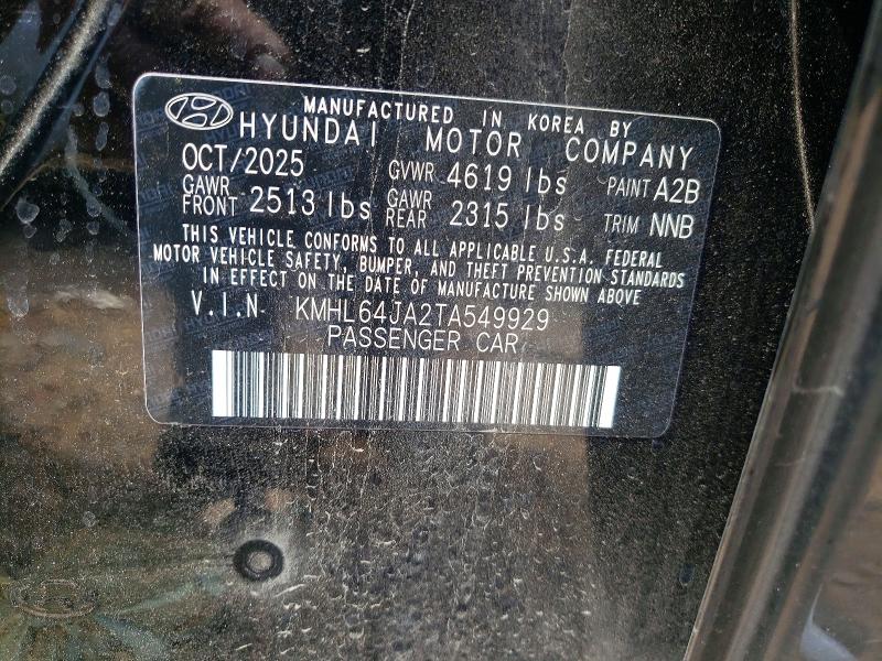 Aukcja sprzedaży 2026 Hyundai Sonata, vin: KMHL64JA2TA549929, numer aukcji: 55578596