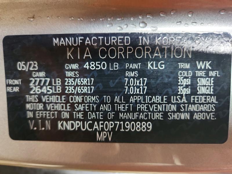 2023 Kia Sportage მანქანა იყიდება აუქციონზე, vin: KNDPUCAF0P7190889, აუქციონის ნომერი: 59004566