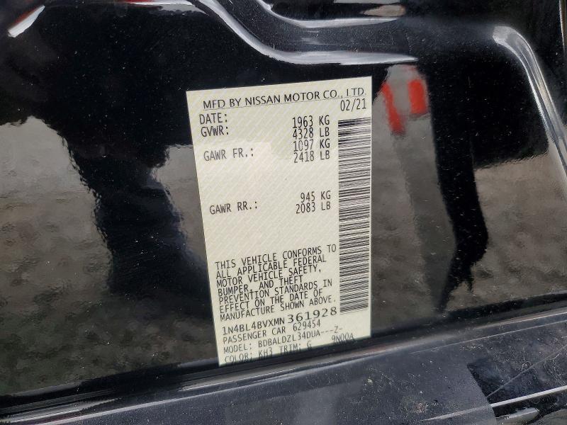 56702336 :رقم المزاد ، 1N4BL4BVXMN361928 vin ، 2021 Nissan Altima مزاد بيع
