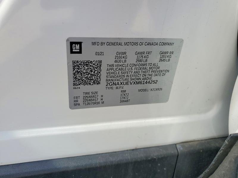 Продажа на аукционе авто 2021 Chevrolet Equinox, vin: 2GNAXUEVXM6144252, номер лота: 56351086