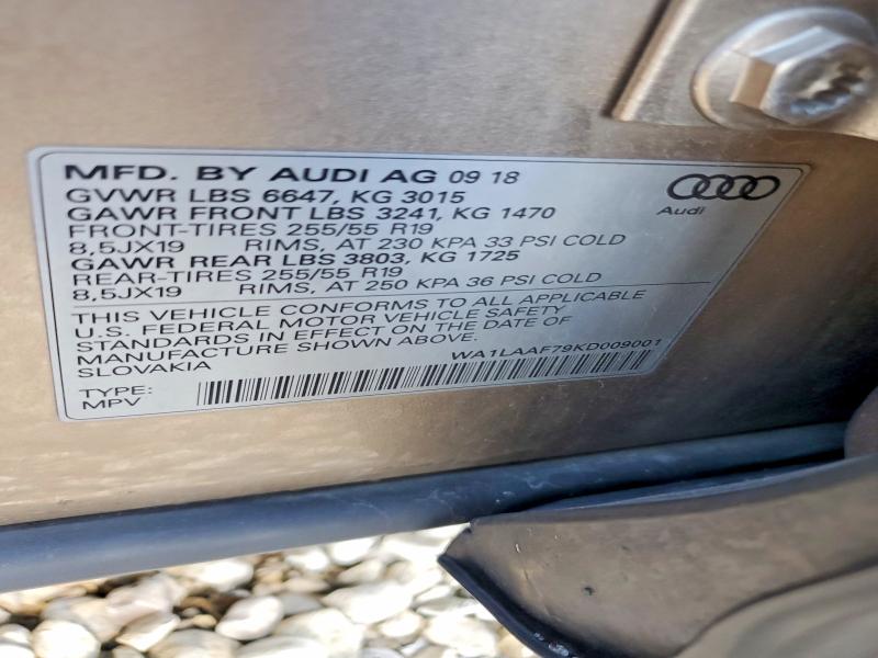 Aukcja sprzedaży 2019 Audi Q7, vin: WA1LAAF79KD009001, numer aukcji: 57080886