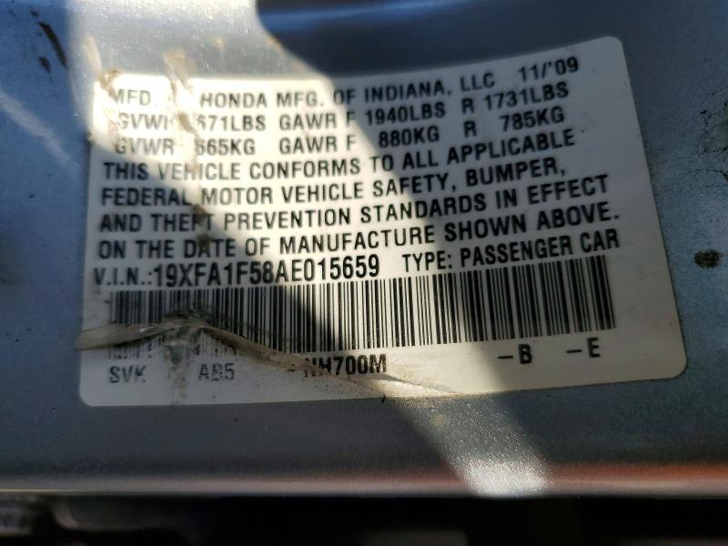 56829746 :رقم المزاد ، 19XFA1F58AE015659 vin ، 2010 Honda Civic مزاد بيع