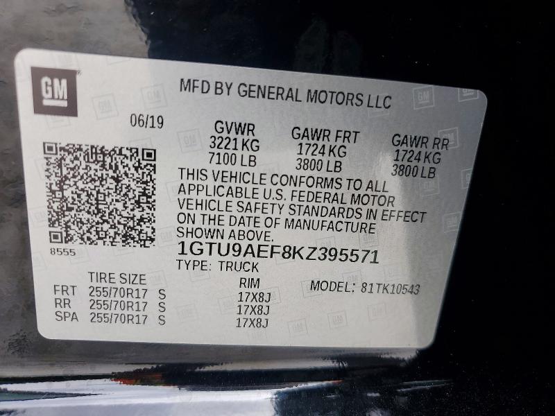 Продаж на аукціоні авто 2019 Gmc Sierra, vin: 1GTU9AEF8KZ395571, номер лоту: 56957686