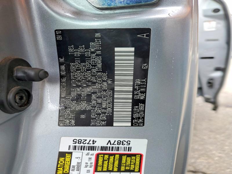 Aukcja sprzedaży 2011 Toyota Sienna, vin: 5TDDK3DC7BS012907, numer aukcji: 59001566