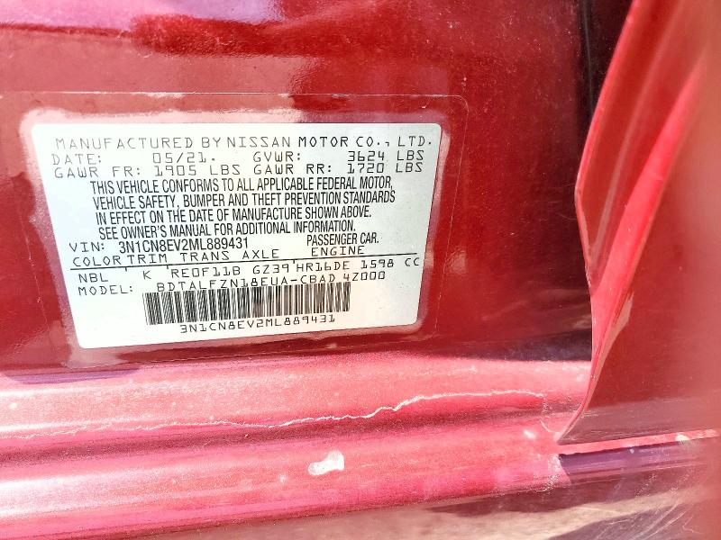 Продажа на аукционе авто 2021 Nissan Versa, vin: 3N1CN8EV2ML889431, номер лота: 56407136