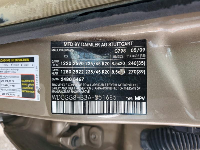 56721996 :رقم المزاد ، WDCGG8HB3AF351685 vin ، 2010 Mercedes-benz Glk مزاد بيع