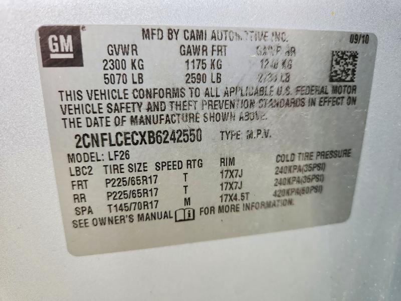 Продажа на аукционе авто 2011 Chevrolet Equinox, vin: 2CNFLCECXB6242550, номер лота: 54555656