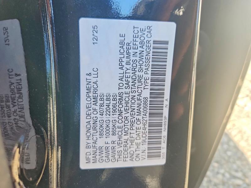 55270196 :رقم المزاد ، 19UDE4H62TA006868 vin ، 2026 Acura Integra مزاد بيع