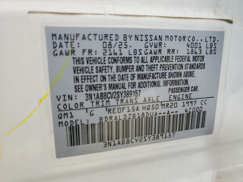 2025 Nissan Sentra მანქანა იყიდება აუქციონზე, vin: 3N1AB8CV2SY389157, აუქციონის ნომერი: 58298846