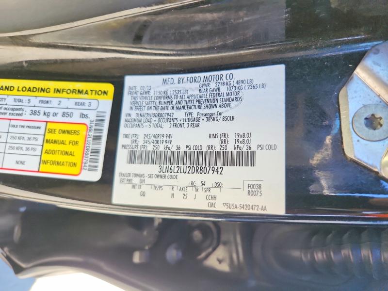 Auction sale of the 2013 Lincoln Mkz, vin: 3LN6L2LU2DR807942, lot number: 57190036