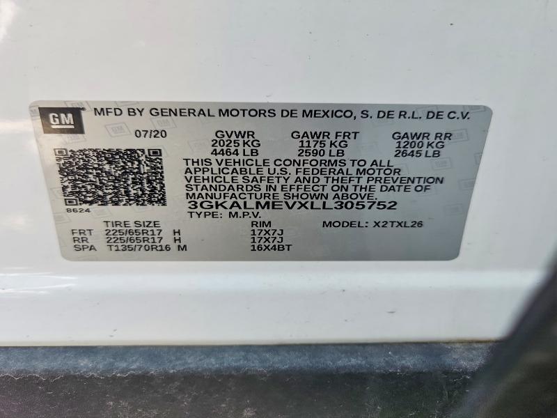 59177086 :رقم المزاد ، 3GKALMEVXLL305752 vin ، 2020 Gmc Terrain مزاد بيع