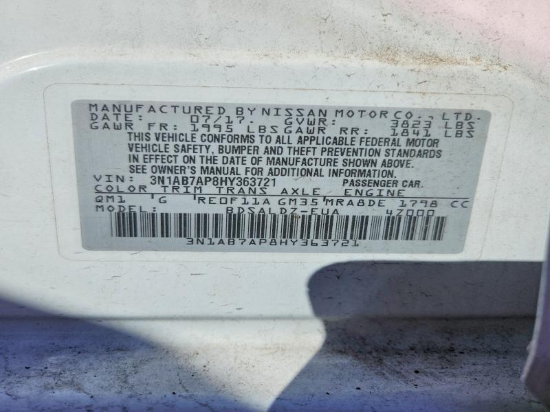 Продажа на аукционе авто 2017 Nissan Sentra, vin: 3N1AB7AP8HY363721, номер лота: 57836176