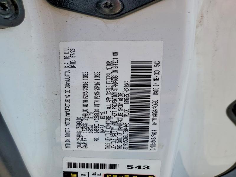 58560936 :رقم المزاد ، 3TYRX5GN2LT004445 vin ، 2020 Toyota Tacoma مزاد بيع
