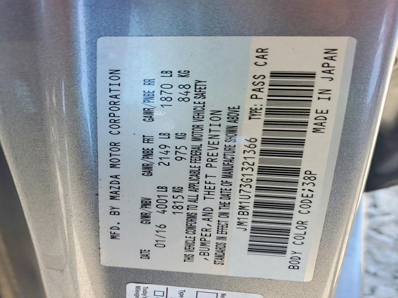 2016 Mazda 3 მანქანა იყიდება აუქციონზე, vin: JM1BM1U73G1321366, აუქციონის ნომერი: 56295736