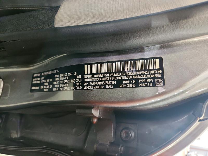 Aukcja sprzedaży 2018 Alfa Romeo Stelvio, vin: ZASFAKBN8J7B67301, numer aukcji: 58117306