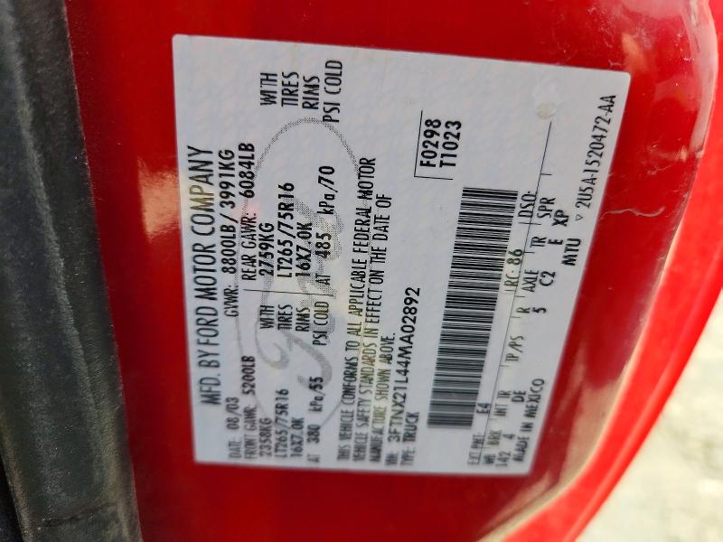 Aukcja sprzedaży 2004 Ford F250, vin: 3FTNX21L44MA02892, numer aukcji: 58965876