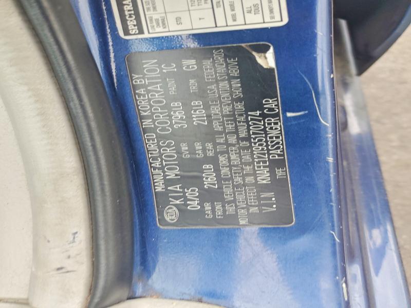 Aukcja sprzedaży 2005 Kia Spectra, vin: KNAFE121955170274, numer aukcji: 59134276
