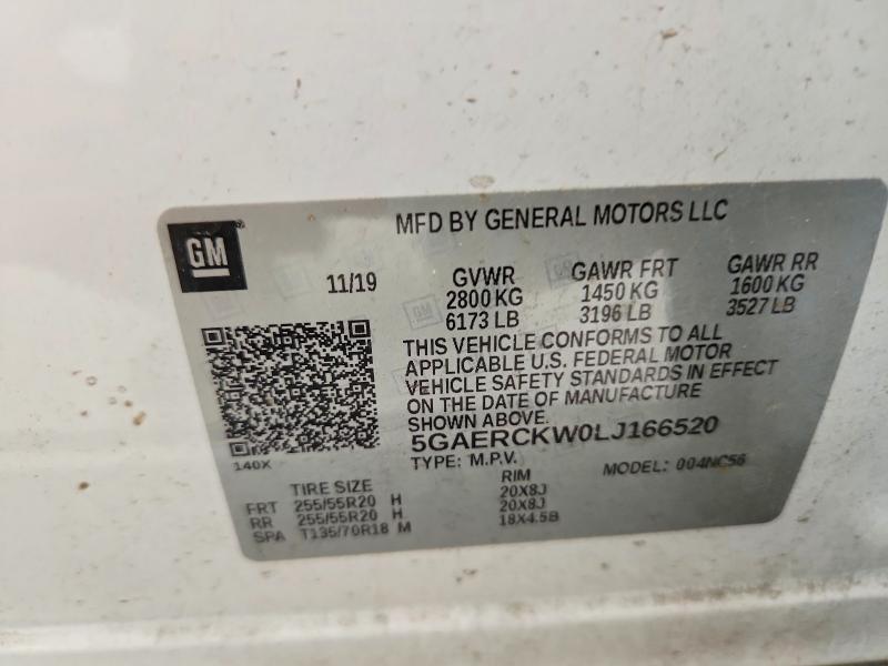 Auction sale of the 2020 Buick Enclave, vin: 5GAERCKW0LJ166520, lot number: 58707366
