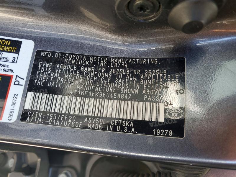 Aukcja sprzedaży 2014 Toyota Camry, vin: 4T1BF1FK9EU458847, numer aukcji: 58970586
